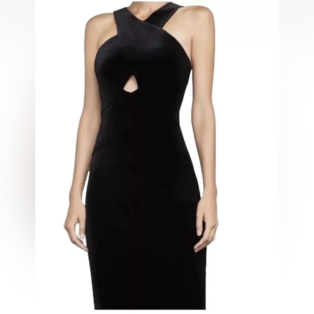 BCBGMAXAZRIA  CARLY CUTOUT  V-NECK PENCIL MIDI DRESS - Picture 6 of 11